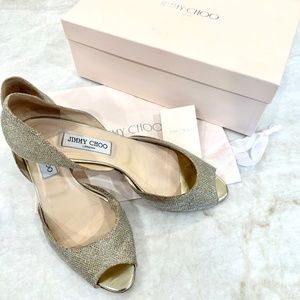 Jimmy Choo Gold Lame Glitter heels